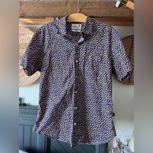 Bonobos Short Sleeve Men's Shirt blue multi color Floral Printed Slim Fit L